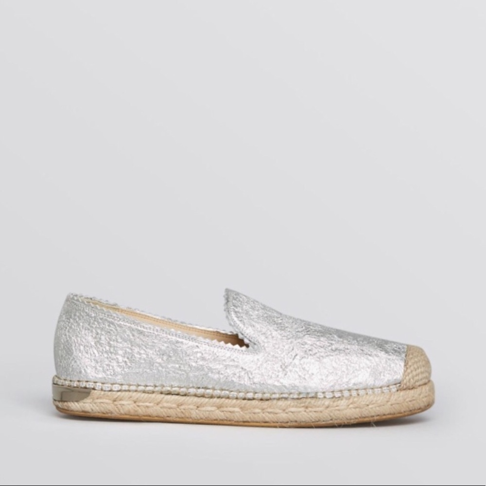 Stuart Weitzman silver metallic espadrilles